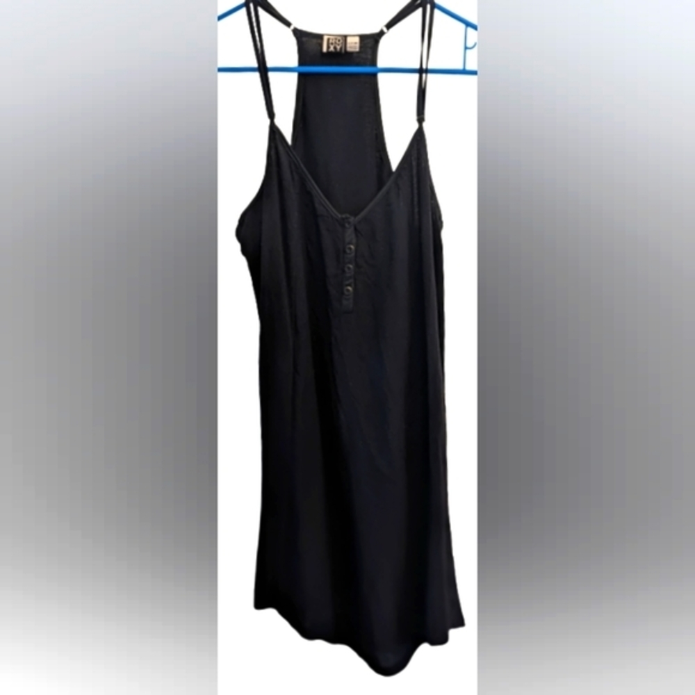 GUC Roxy 2 adjustable straps racerback 4 button front v neck black cotton swim